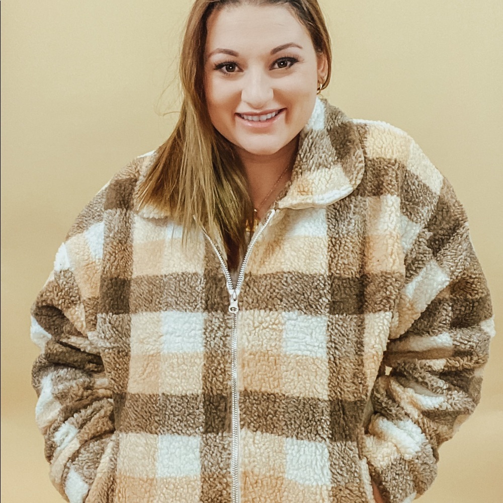 PLAID POCKETED TEDDY JACKET - Picture 11 of 11